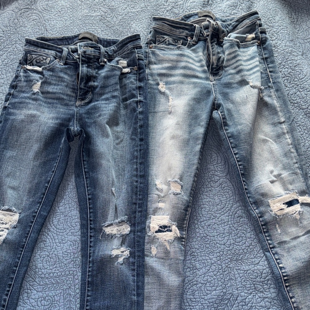 Buckle Black Women's Distressed Skinny Jeans - Dark and Light Blue